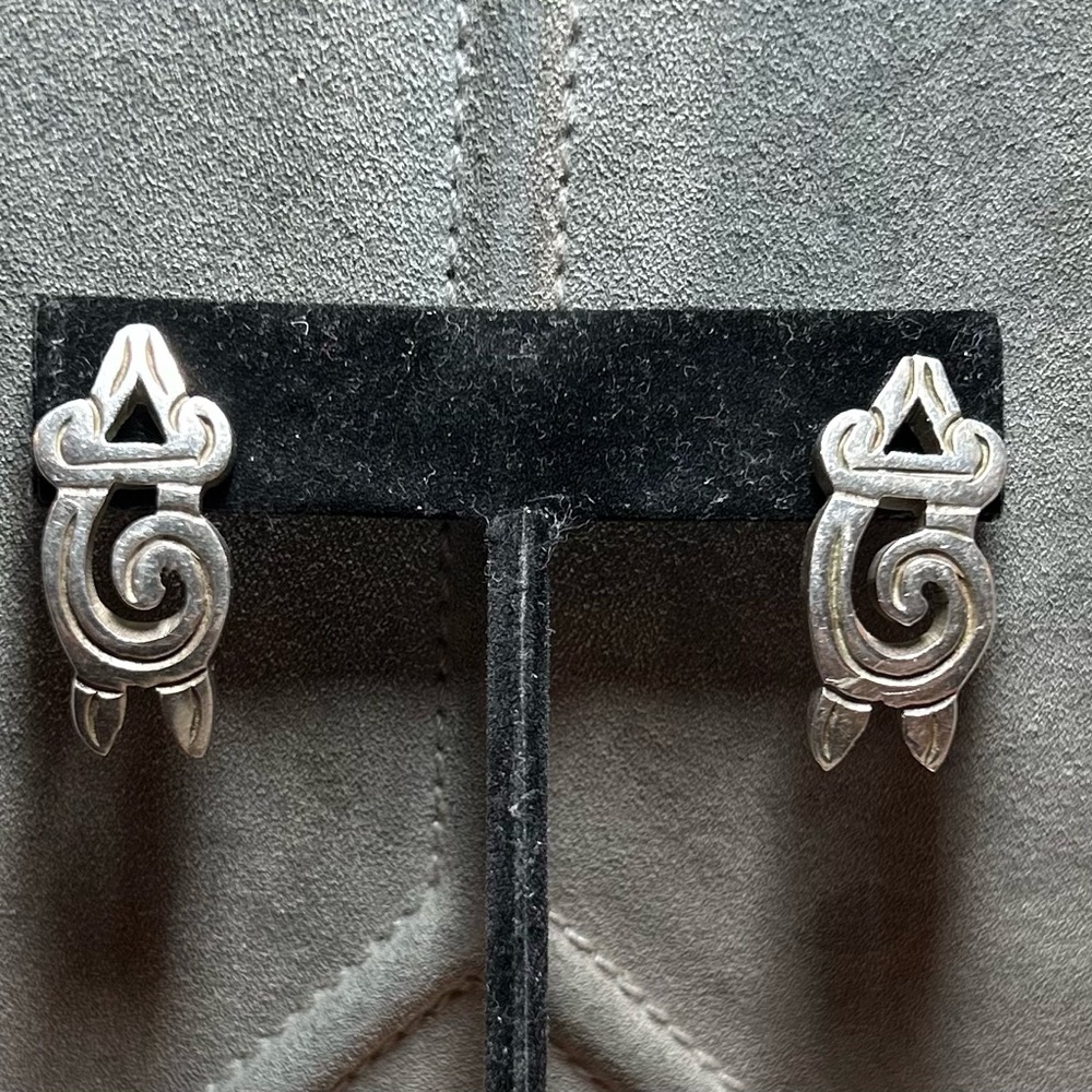 Solid Sterling Silver Swirl Taxco Post Earrings